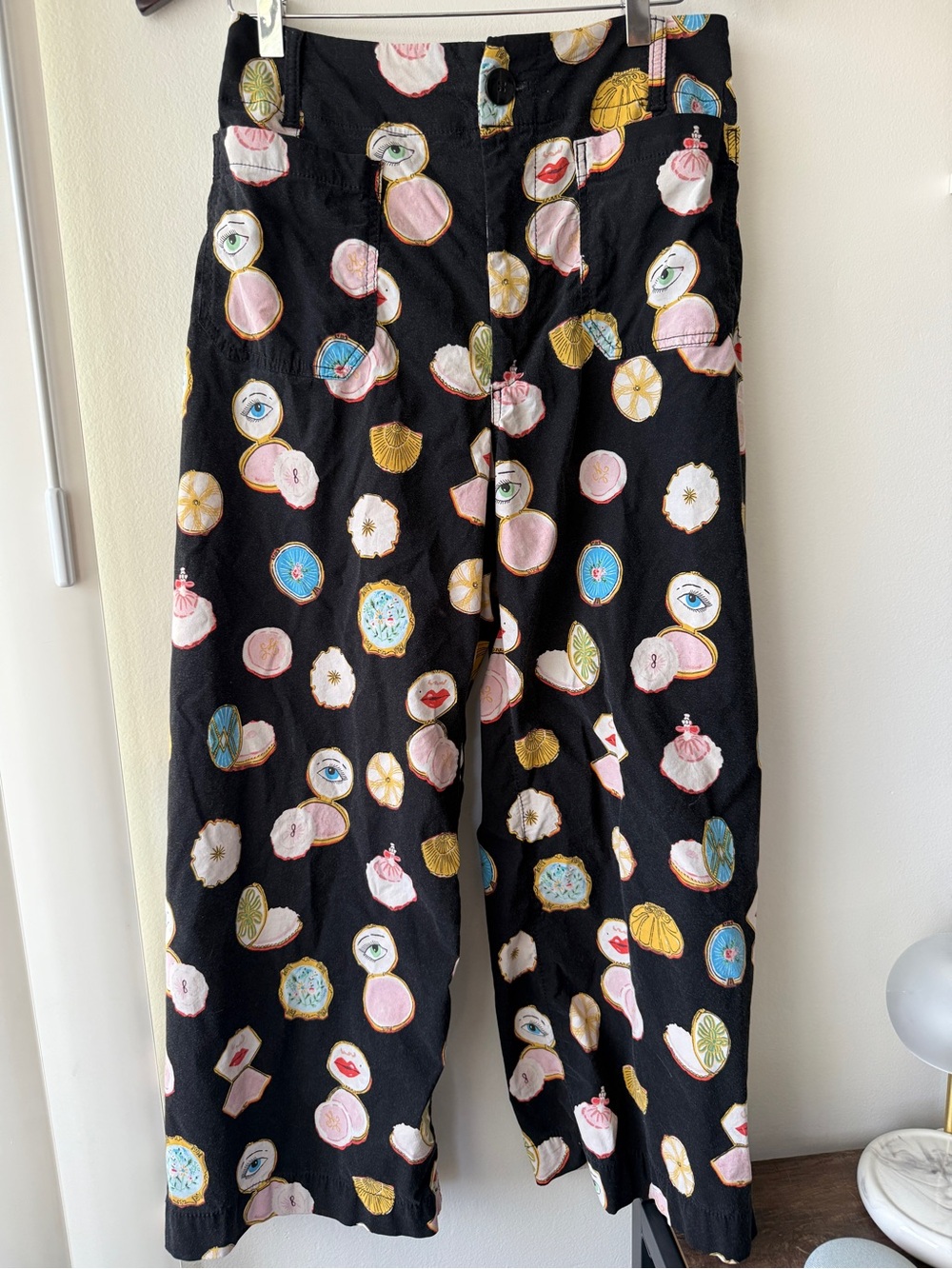 Maeve by Anthropologie printed black Danielle Kroll Colette Crop Wide-Leg Pants - Picture 3 of 5